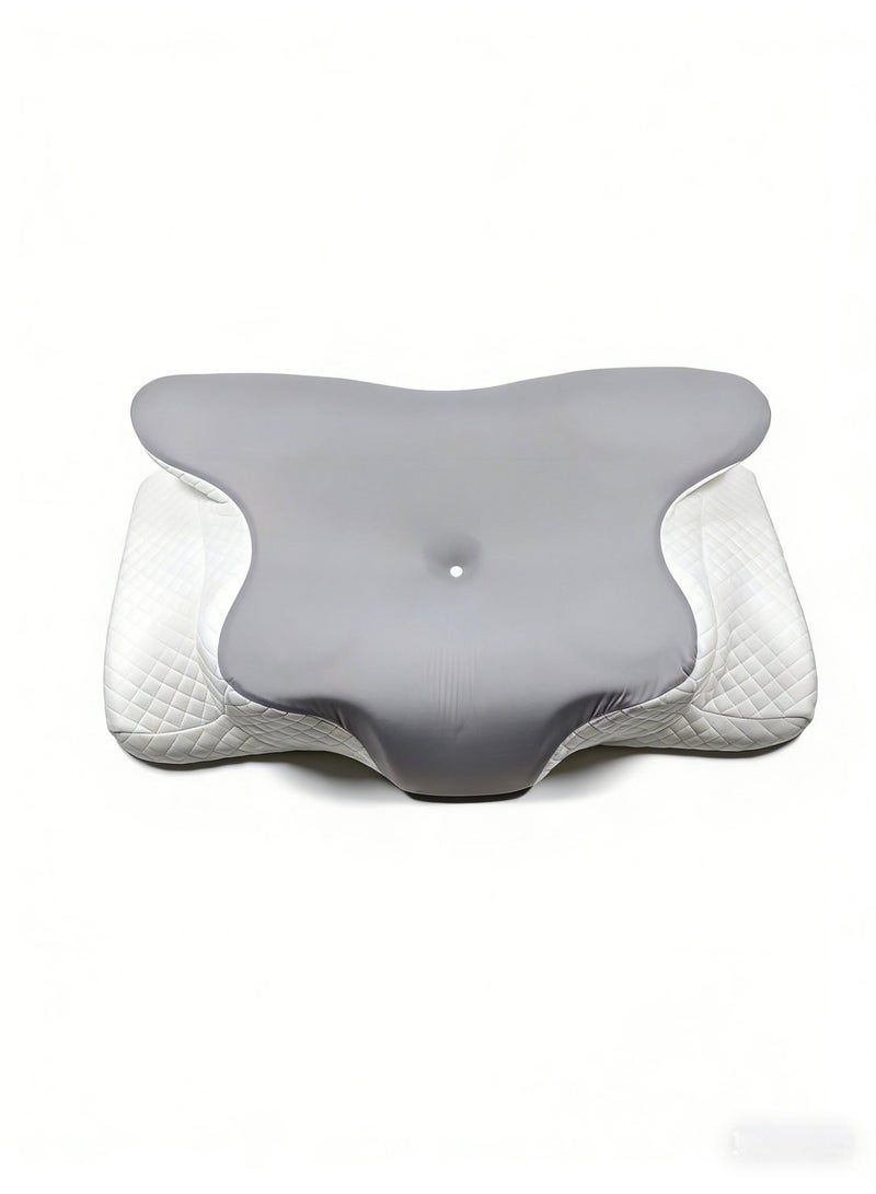 Butterfly-Shaped Neck Support Pillow Zero-Pressure Memory Foam Multi-Zone Design Suitable for Back, Side, and Stomach Sleeping Positions Dual Height Options for Restful Sleep, Washable Cover - Image 1