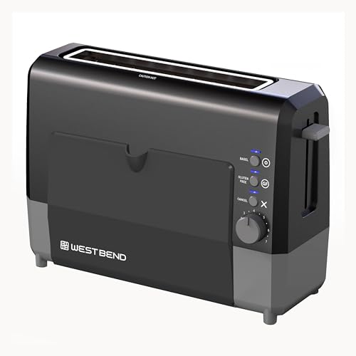 West Bend QuikServe Toaster, 2-Slice Wide-Slot Slide-Through Bread Toaster with Bagel and Gluten-Free Settings and Cool-Touch Exterior Fast Toasting, Includes Removable Serving Tray, 1400-Watts, Black - Image 2