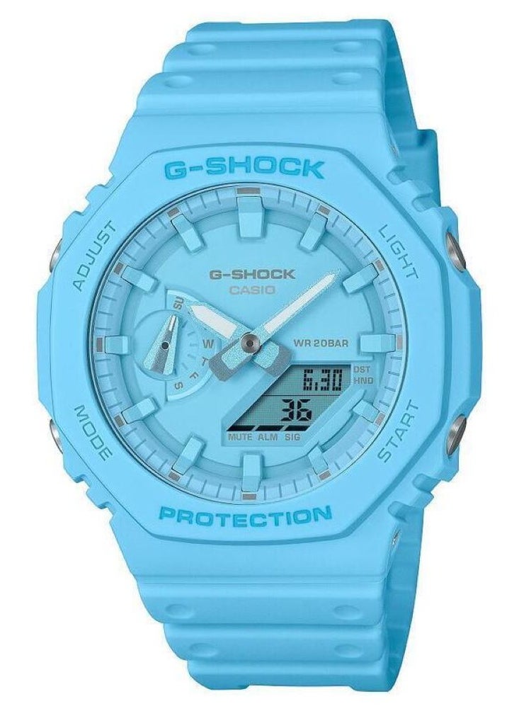 G-SHOCK ANALOG DIGITAL TONE-ON-TONE Series GA-2100-2A2 Blue Resin Band Unisex Watch New in Box  - Image 1