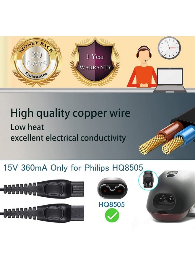 VHBW - Replacement For Philipsnorelco Charger Cord Hq8505 For Norelco 9000 7000 5000 3000 Series 15V Compatible With Philips Hq8505 Power Cord Norelco Shaver Charger Cord 5Ft - Image 1