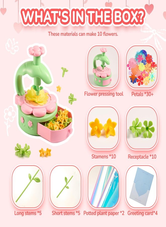 POP JOY Craft Toys Flower Bouquets, Flowers Craft Maker Kits for Kids, DIY Paper Flower Pressing & Making Kit for Girls & Boys, Art & Craft Easter Birthday Gifts for 3 4 5 6 7 8 9 10 11 12 Years Old - Image 5