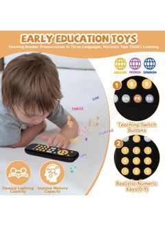 Orzbow Orzbow Baby Remote Control Toy for 6 Months+ with Music, TV Remote Toy with Realistic Light and Sound - English, French and Spanish for Infant Play Remote Musical Toys, BPA Free, Black  - Image 2