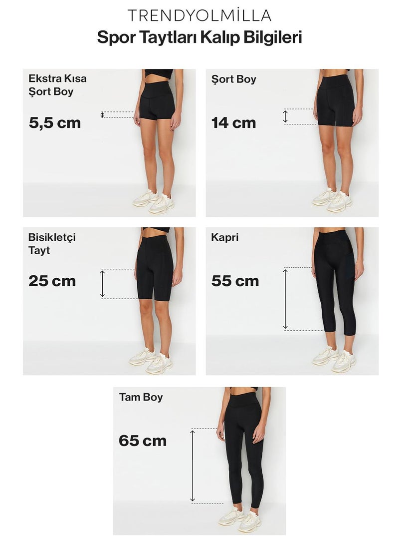 trendyol Khaki Soft Brushed Fabric Reflective Print Detailed Full Length Knitted Sports Leggings - Image 5