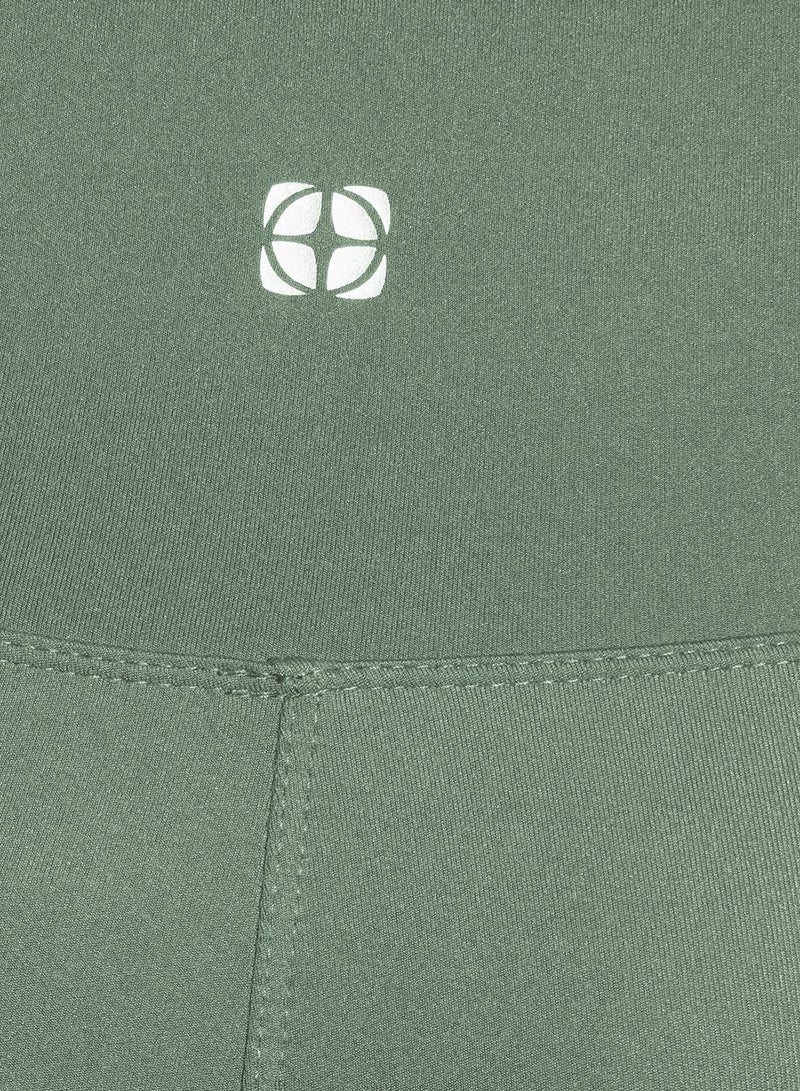 trendyol Khaki Soft Brushed Fabric Reflective Print Detailed Full Length Knitted Sports Leggings - Image 3