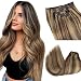 Licoville Balayage Hair Extensions Real Human Hair Clip ins Brown and Blonde Highlight Clip in Hair Extensions Human Hair Silky Straight Medium Brown with Caramel Blonde Highlights 20 Inch - Image 2