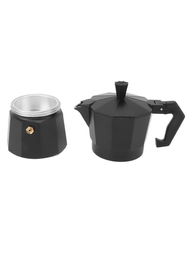 Thoraya - Stovetop Moka Pot Italian Hand Brewed Coffee Maker Aluminum Alloy Kitchen DIY Accessories Black 150ml - Image 1