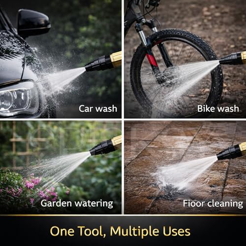 Episkey Premium Water Spray Nozzle for Car Wash & Gardening | Adjustable Jet, Fan & Mist Spray | Full Metal Body with Brass Connector | Universal Hose Pipe Fit - Image 4
