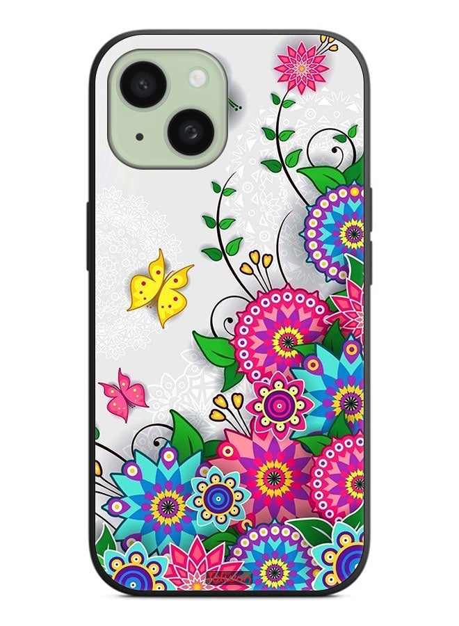 Tolwak Apple iPhone 15 Plus Protective Case Cover Mandala Flowers - Image 2