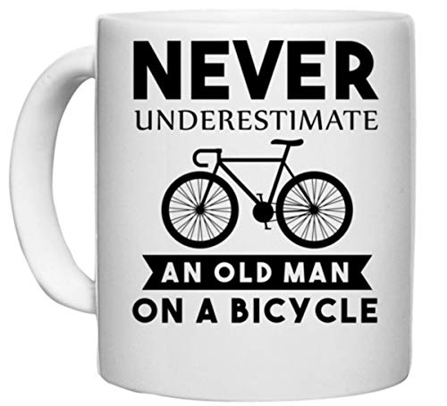 UDNAG White Ceramic Coffee/Tea Mug 'Cycling | Never Underestimate' Perfect for Gifting [330ml] - Image 1