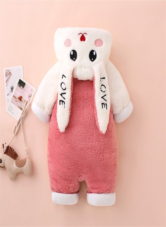 Loquat Squality Baby Thick Hooded Jumpsuit Pink - Image 2