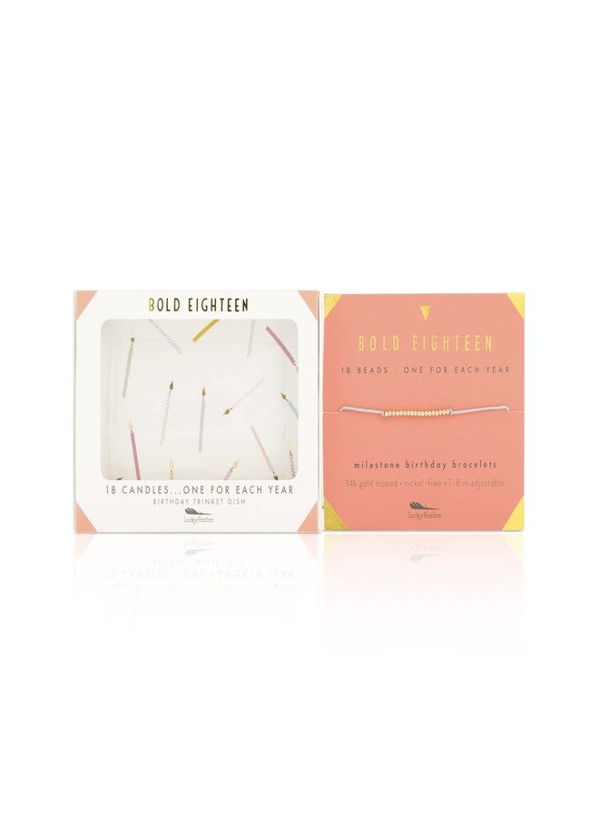 Lucky Feather Happy 18th Birthday Gifts for Girls - 18th Birthday Ceramic Jewelry Dish Decorated with 18 Birthday Candles, One for Each Year - Ideal 18 year old Birthday Gifts for Daughter Niece Sister Best Friend - Image 5