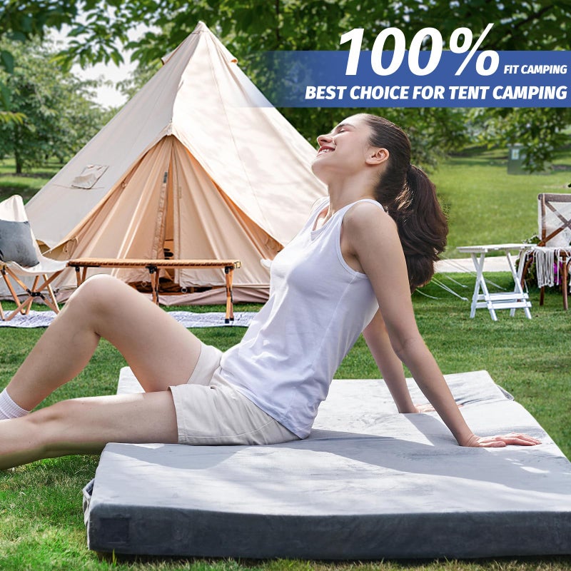 CYMULA Camping Mattress Pad Sleeping Mat, Portable Roll Up Mattress for Adults Camping, Bed Pads for Sleeping, Guest Beding for Sleepover Car Bed with Travel Bag - Image 3