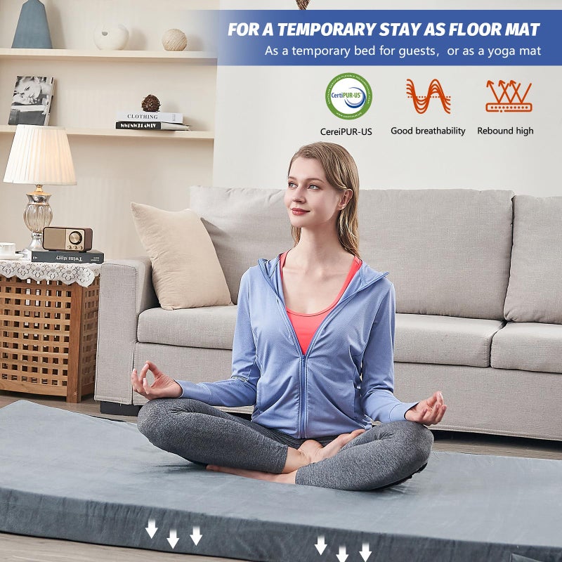 CYMULA Camping Mattress Pad Sleeping Mat, Portable Roll Up Mattress for Adults Camping, Bed Pads for Sleeping, Guest Beding for Sleepover Car Bed with Travel Bag - Image 5