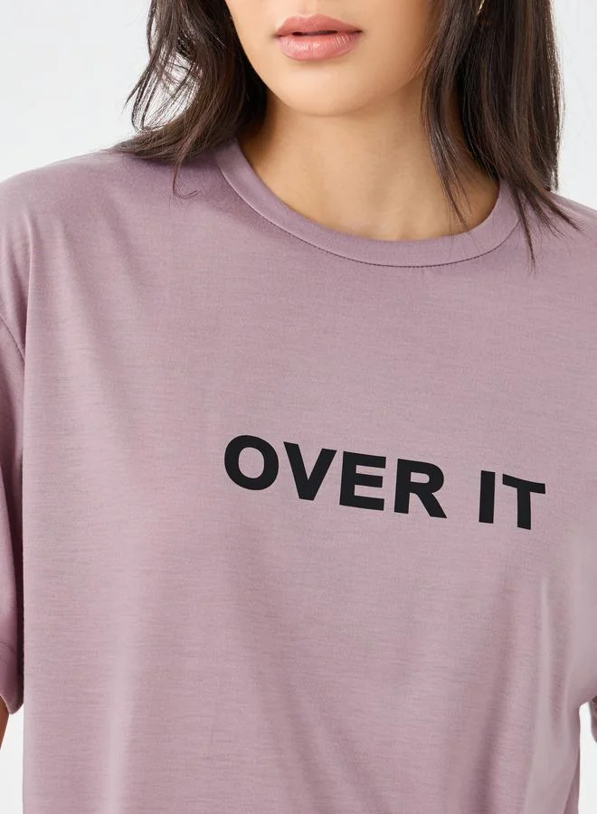 Styli Styli Women Purple Slogan Print Oversized T-Shirt