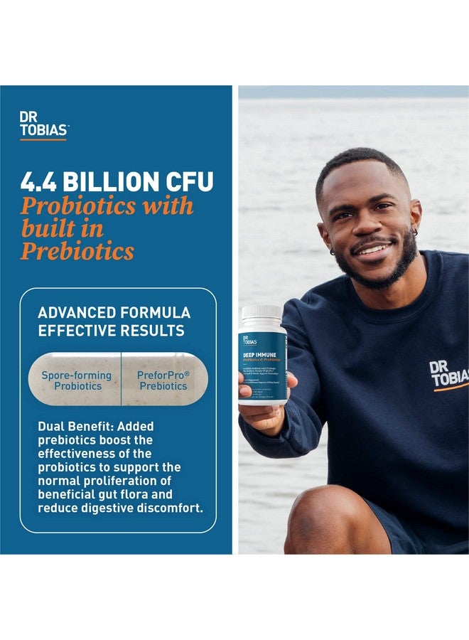 Dr. Tobias Deep Immune Probiotics & Prebiotics, Dual Action Digestion & Immune Support with PreforPro Prebiotics & Delayed Release Spore Forming Probiotics for Women & Men, 120 Capsules, 60 Servings - Image 2