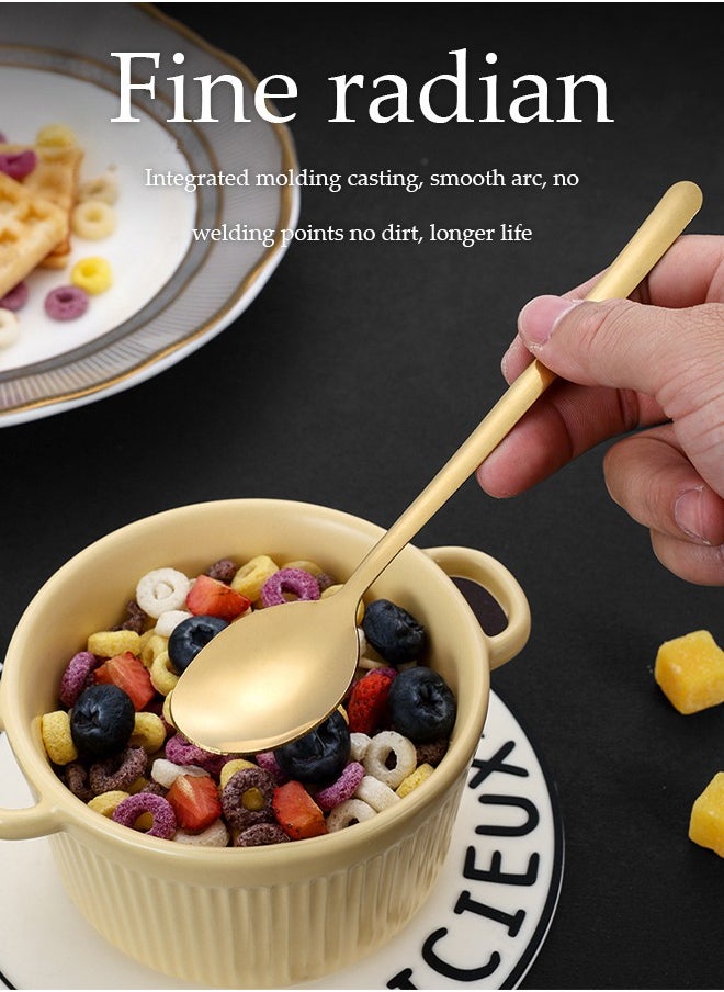 DUNISO 6 Pieces of Stainless steel soup spoon set, Korean style tableware tea spoon, mirror polished, thickened and easy to clean, suitable for household, commercial and restaurant use, 3.6 * 18.5cm, gold  - Image 4