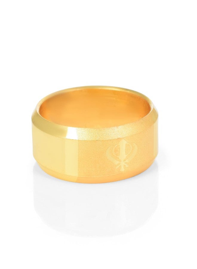 Superstore18 Sikh Khanda Symbol Ring for Men & Women | Gold Plated Brass Unisex Finger Ring | Spiritual Jewellery with Engraved Sikh Emblem | Sikhism Gift for Him & Her (SST6236ORRM) - Image 4