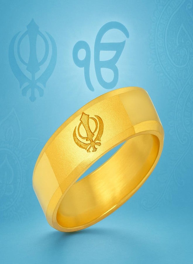 Superstore18 Sikh Khanda Symbol Ring for Men & Women | Gold Plated Brass Unisex Finger Ring | Spiritual Jewellery with Engraved Sikh Emblem | Sikhism Gift for Him & Her (SST6236ORRM) - Image 2