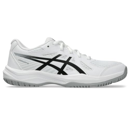 ASICS Kid's Upcourt 6 Grade School Volleyball Shoes, 1, White/Black - Image 1