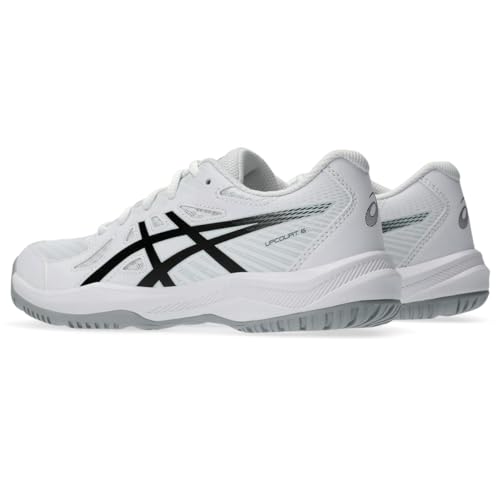 ASICS Kid's Upcourt 6 Grade School Volleyball Shoes, 1, White/Black - Image 3