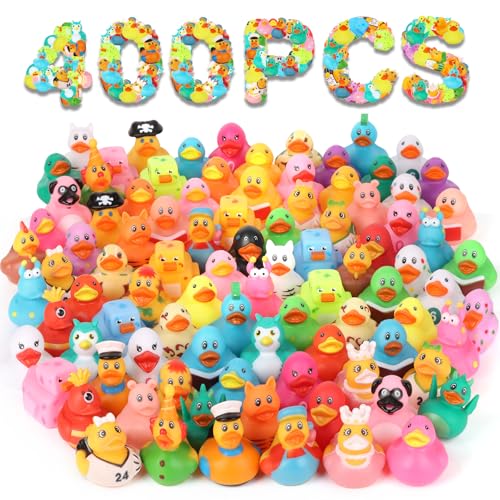 Dmsky 400 Pack Rubber Ducks in Bulk Assorted Ducks for Jeeps Jeep Ducks for Ducking Bath Toys Floater Duck for Kids Baby Showers Accessories Party Favors - Image 1