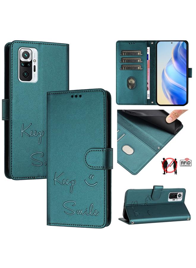 S-TOP Case For Redmi Note 10 Pro / Note 10 Pro Max Smile Embossing RFID Leather Phone Case - Image 1