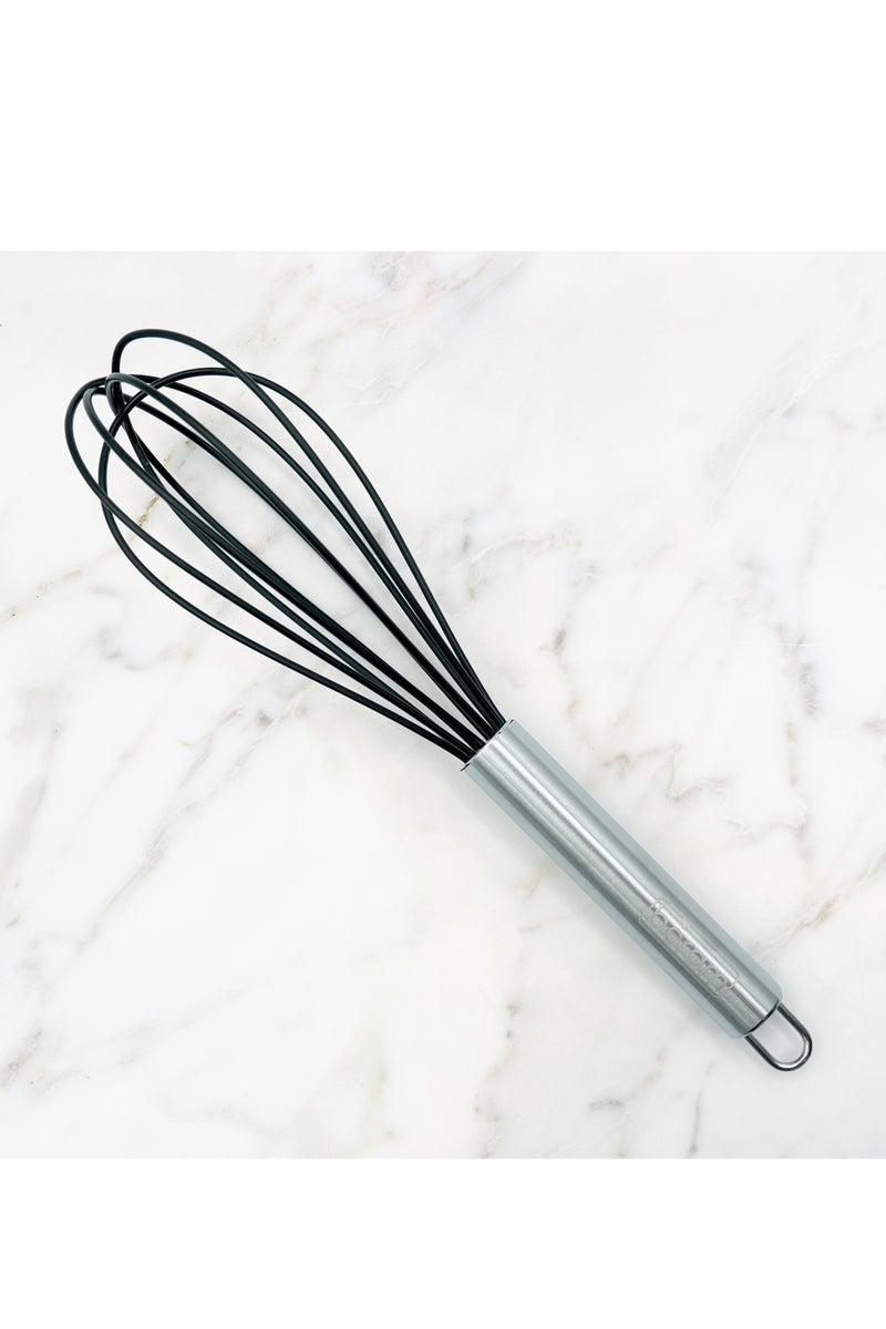Beram  Silicone Head Whisk with Stainless Steel Handles Heat Resistant Kitchen Utensil Non-Stick Safe BPAFree Cooking Tools Spatula–Black (Single Whisk) - Image 5