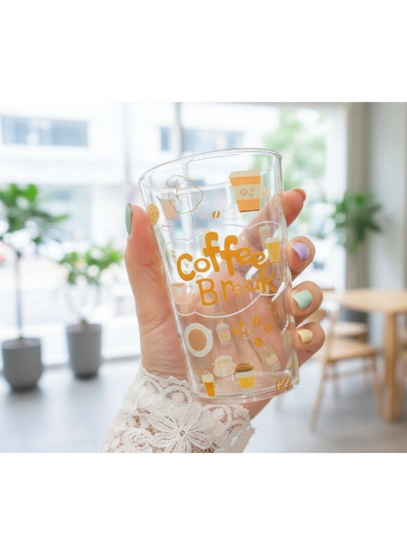 2L Vintage Fresh coffee Design Acrylic Pitcher Set with 4 Matching Glasses, Clear with Brown Print, for Water Juice ice coffee - Image 3