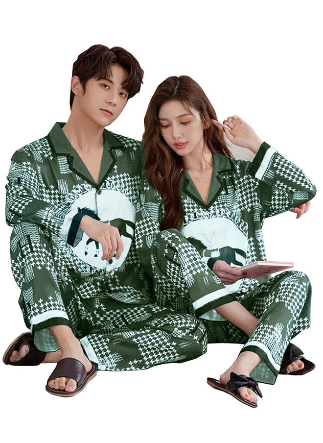 MARGOUN Christmas Matching Couple Pajamas Set Men Women Long Sleeve Top and Pants Sleepwear Green MG13  - Image 1