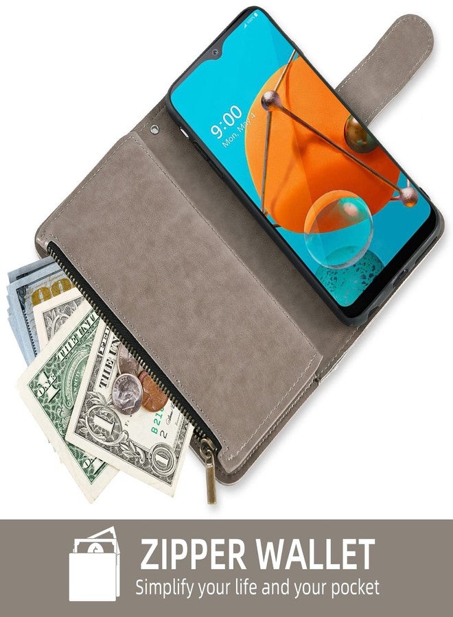 أسو ويش جراب هاتف Asuwish لهاتف LG K51/Reflect LTE/Q51، غطاء محفظة مع واقي شاشة من الزجاج المقوى وحامل بطاقات ائتمان قابل للطي، هاتف LGK51 K 51 51K L555DL 2020 LGK51Phone LG51Cases للنساء والرجال، رمادي - Image 4