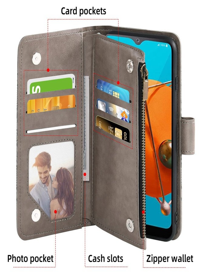 أسو ويش جراب هاتف Asuwish لهاتف LG K51/Reflect LTE/Q51، غطاء محفظة مع واقي شاشة من الزجاج المقوى وحامل بطاقات ائتمان قابل للطي، هاتف LGK51 K 51 51K L555DL 2020 LGK51Phone LG51Cases للنساء والرجال، رمادي - Image 2