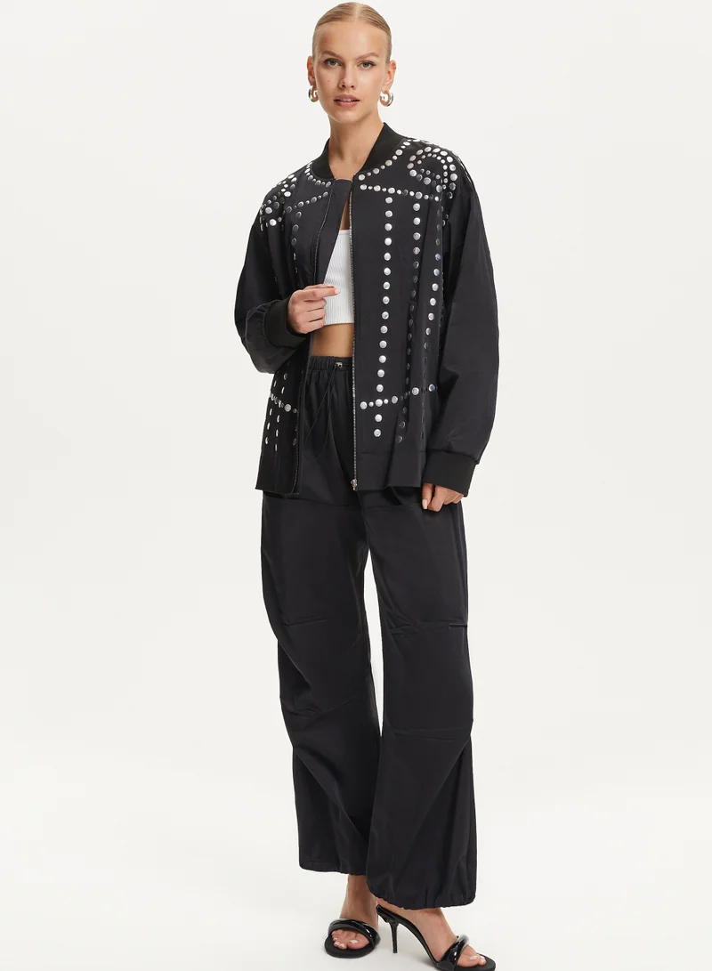 Nocturne Trocque Satin Bomber Jacket