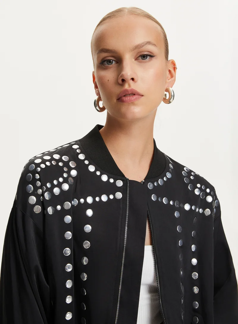 Nocturne Trocque Satin Bomber Jacket