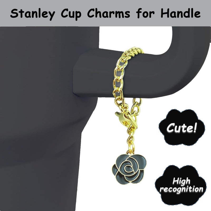 vikgle Stanley Cup Accessories Set,Including 2 Pcs 0.4in Straw Cover, 1 Silicone Spill-Proof Stopper Set of 3, 1 Cute Rose Handle Charm, 1 Silicone Boot Fits Stanley 40&30 Oz Tumbler (Black 2.0) - Image 3