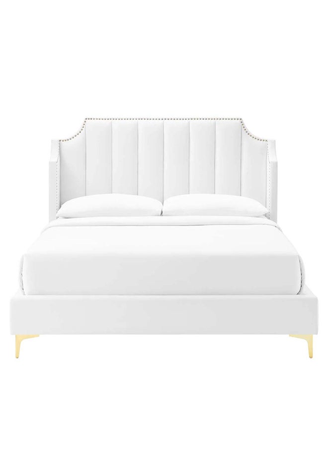 Daniella Channel Tufted Bed with Spring Mattress 160x200cm Queen size Bed in White Color - pzsku/ZF0E895F0DFD22E51497CZ/45/_/1716878338/ce854d49-cece-46e0-94ab-cb9ee7176d8c