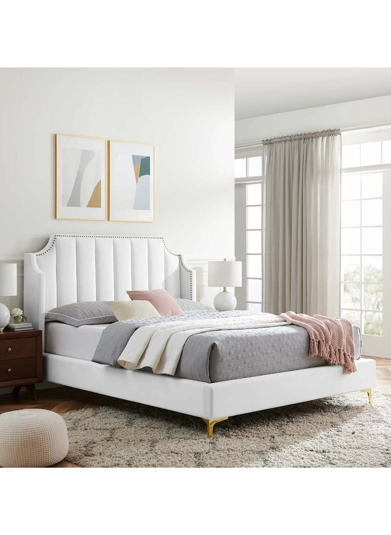 Daniella Channel Tufted Bed with Spring Mattress 160x200cm Queen size Bed in White Color - pzsku/ZF0E895F0DFD22E51497CZ/45/_/1717313956/06f7591c-4477-4f84-ac79-8955ae0526fc