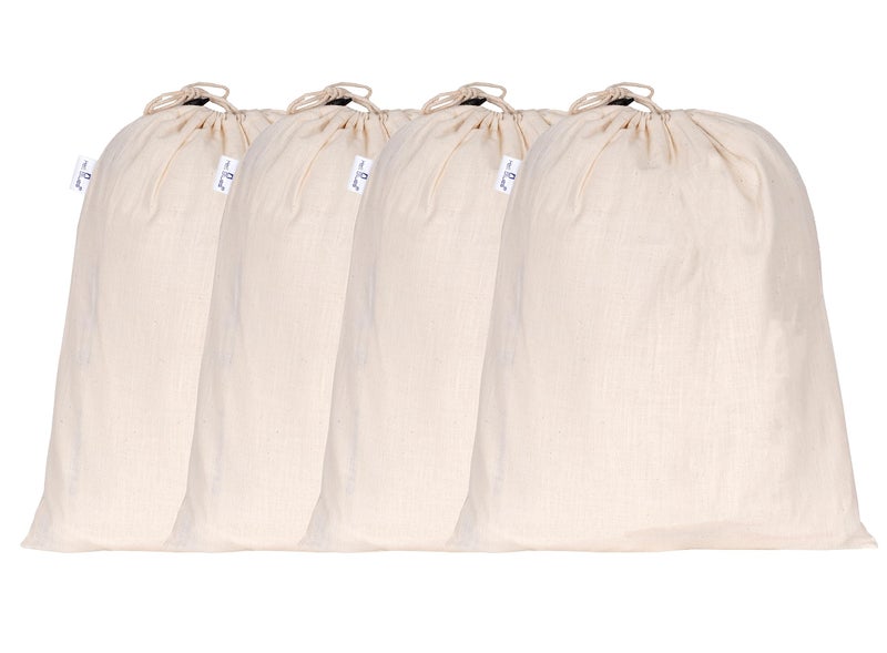 Hell Blues Natural Linen Bread Bags with Drawstrings, 13"x15" Storage Muslin - Produce - Potato Onion Kitchen Storage Bags, Machine Washable - Image 1