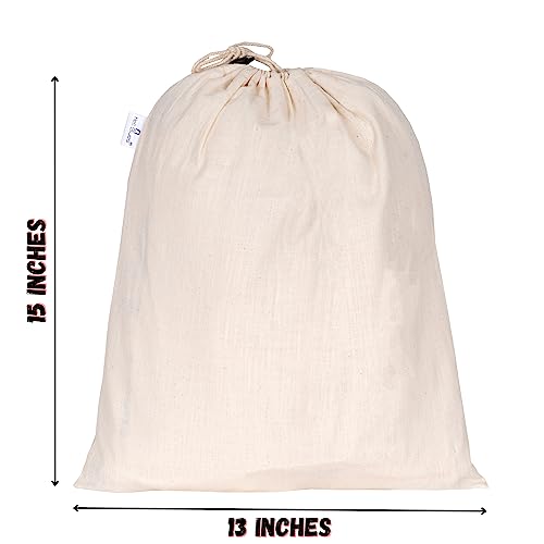 Hell Blues Natural Linen Bread Bags with Drawstrings, 13"x15" Storage Muslin - Produce - Potato Onion Kitchen Storage Bags, Machine Washable - Image 3