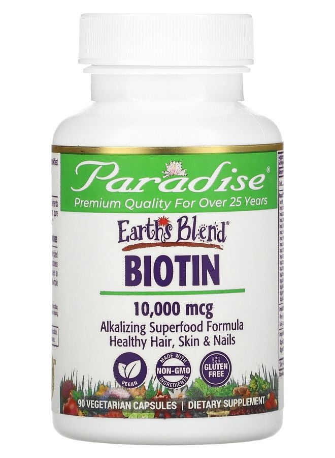 Paradise Herbs Earth's Blend Biotin 10000 mcg 90 Vegetarian Capsules