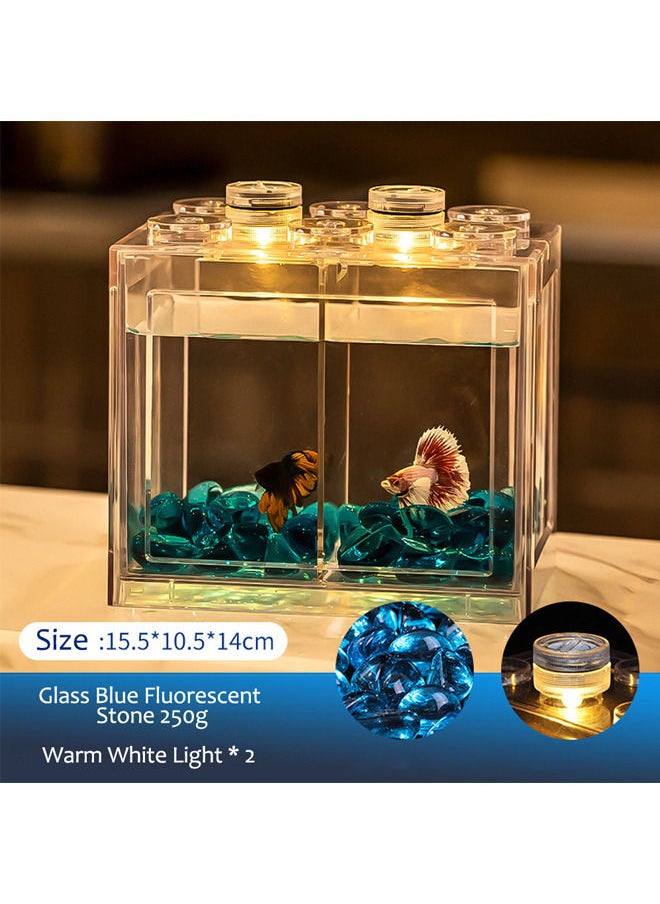 Neostyle Betta Fish Tank Accessories,Glass Blue Fluorescent Stone,Row Aquarium Stackable Cube Hexagon Tank(Fish Tank Accessories-Glass Blue Fluorescent Stone 250g)  - Image 4