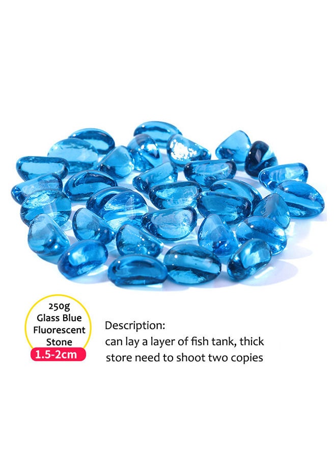 Neostyle Betta Fish Tank Accessories,Glass Blue Fluorescent Stone,Row Aquarium Stackable Cube Hexagon Tank(Fish Tank Accessories-Glass Blue Fluorescent Stone 250g)  - Image 2