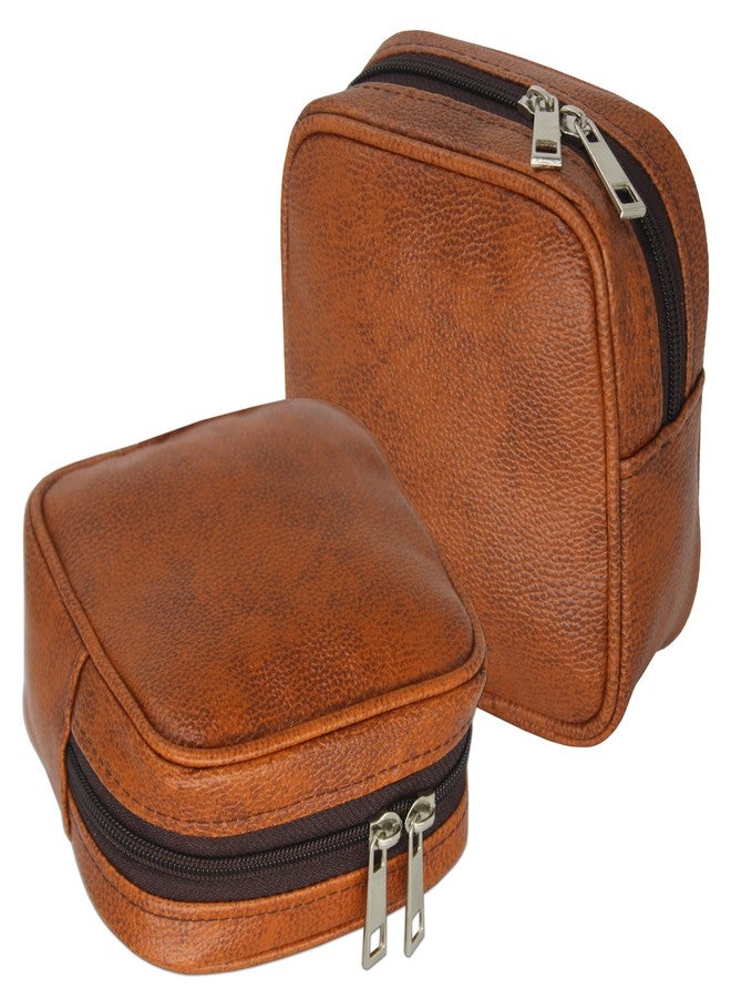 Luces Small Pouches for Women, Mini Makeup Pouch, Coin Purse Pocket Cosmetic Bag Earring Travel Organizer for Lipstick Jewelry Earphones Pack of 2 (Tan) - Image 1