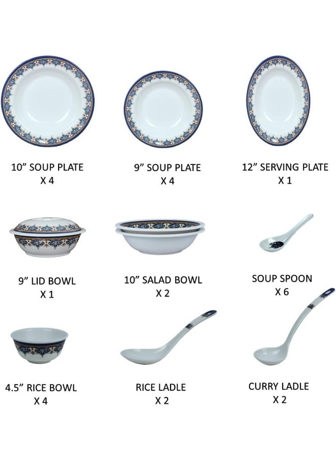 Melrich - Melrich 26 Pcs Melamine Dinner Set Dinner Plate Soup Plate Bowls Serving plate Ladle Dishwasher safe Light Weight - Image 1