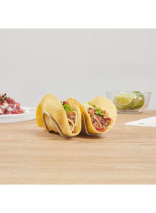Restaurantware 4.2 Inch x 3.3 Inch Taco Stand, 1 Rectangle Taco Rank - Fits 2 Tacos, Reversible, Silver Stainless Steel Taco Holder, Dishwasher Safe, For Hard Or Soft Shells - Image 4