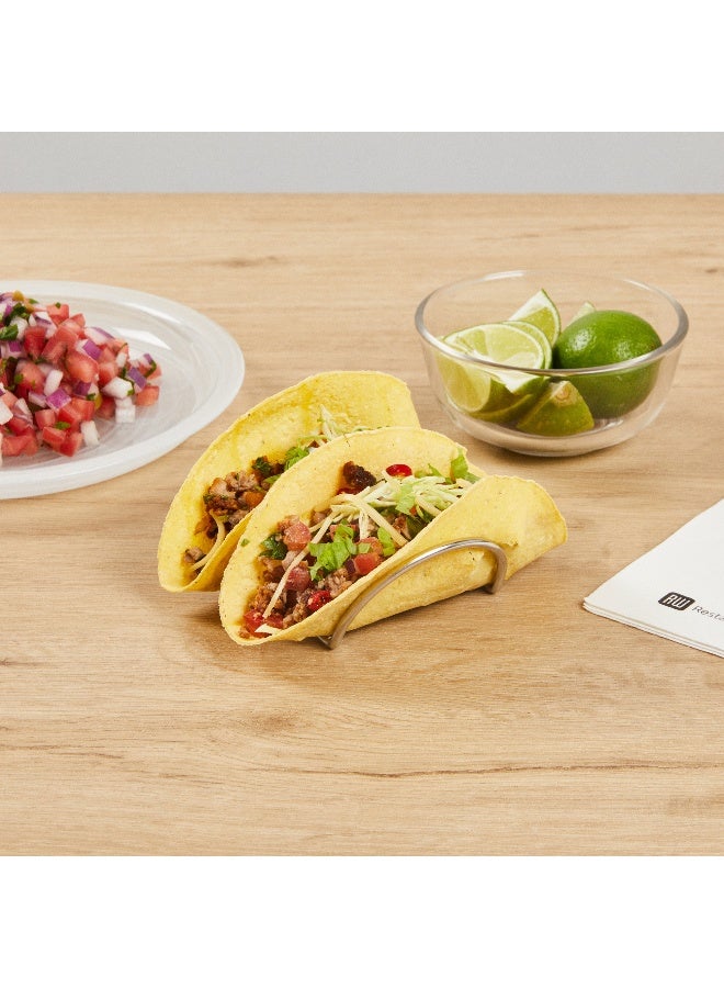 Restaurantware 4.2 Inch x 3.3 Inch Taco Stand, 1 Rectangle Taco Rank - Fits 2 Tacos, Reversible, Silver Stainless Steel Taco Holder, Dishwasher Safe, For Hard Or Soft Shells - Image 3