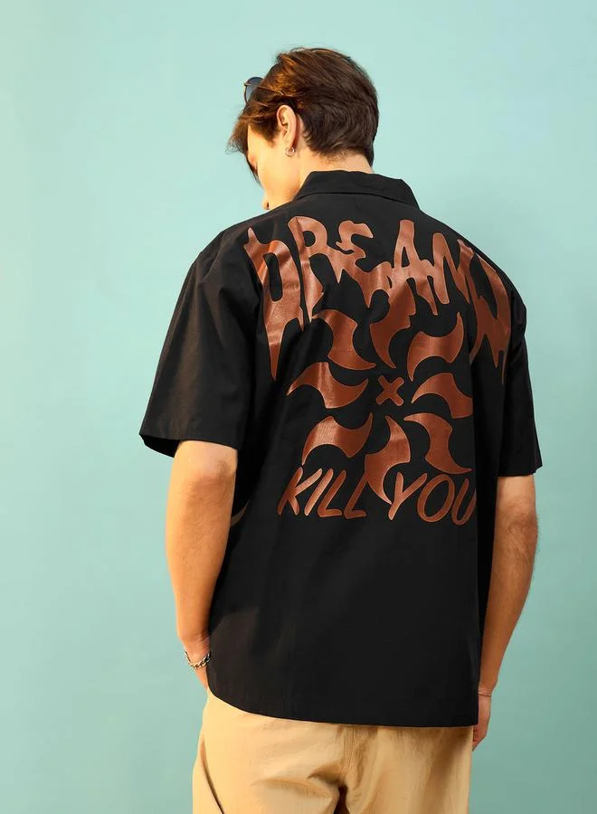 Mascln Sassafras Dreams Back Graphic Print Oversized Shirt by Styli