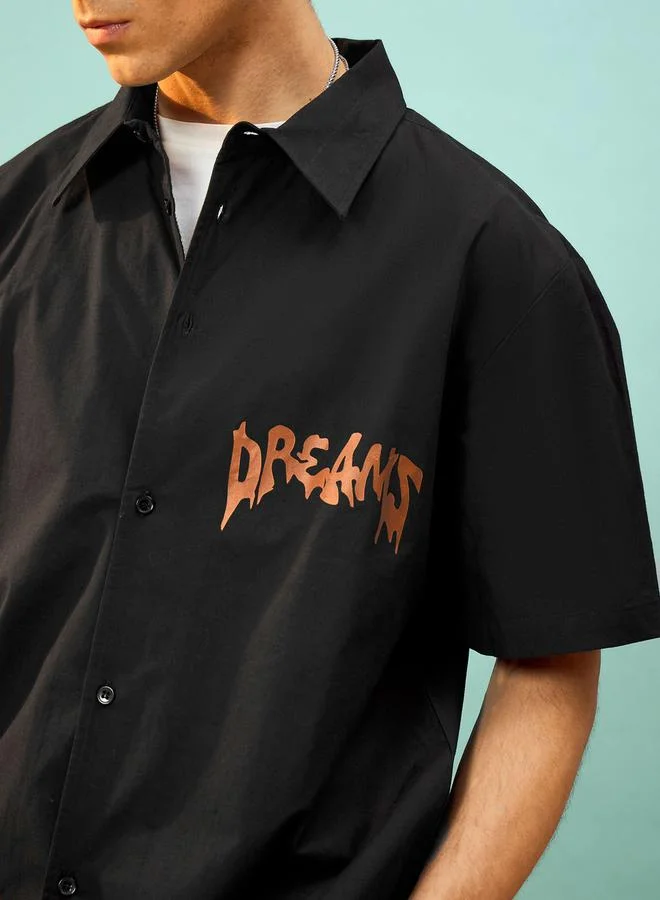 Mascln Sassafras Dreams Back Graphic Print Oversized Shirt by Styli