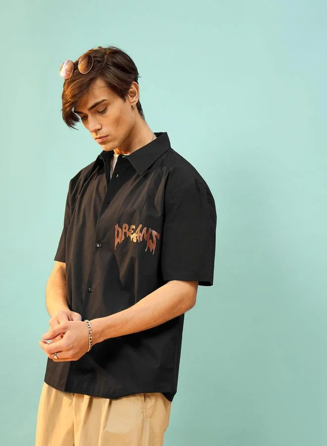 Mascln Sassafras Dreams Back Graphic Print Oversized Shirt by Styli