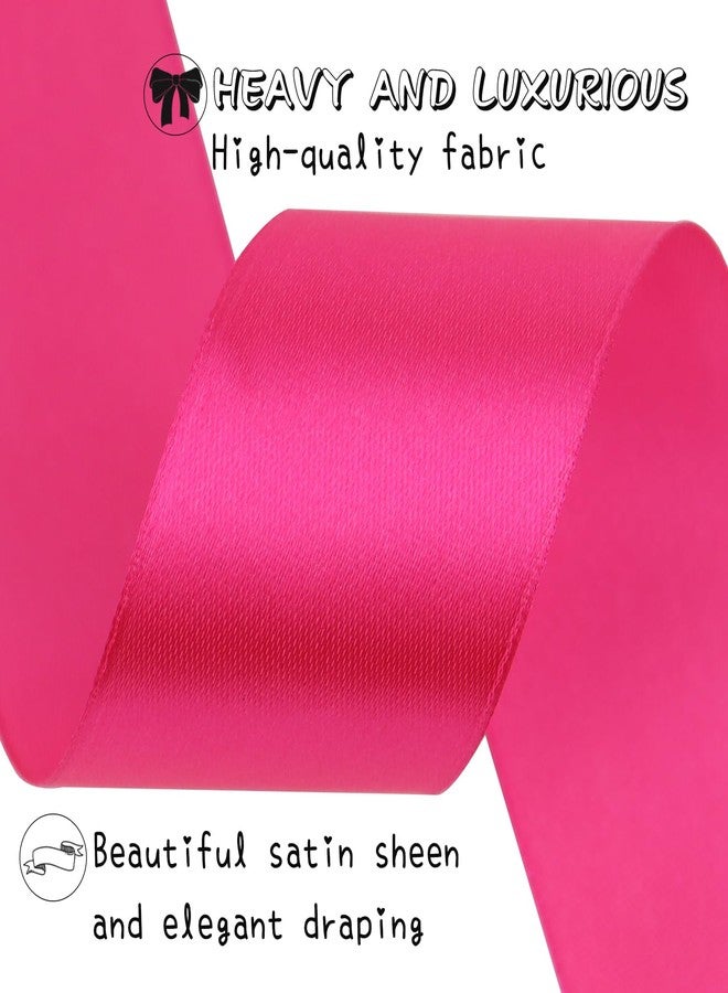 RIUNBB Hot pink Solid Satin Ribbon 1-1/2 Inch 50 Yards Solid Polyester Fabric Ribbon for Gift Wrapping Wedding Christmas Baby Shower Birthday Party Decoration Handmade Immortal Flower Craft - Image 3
