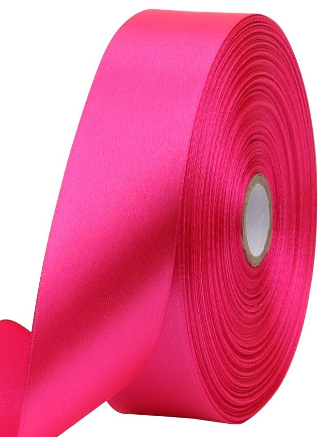 RIUNBB Hot pink Solid Satin Ribbon 1-1/2 Inch 50 Yards Solid Polyester Fabric Ribbon for Gift Wrapping Wedding Christmas Baby Shower Birthday Party Decoration Handmade Immortal Flower Craft - Image 1
